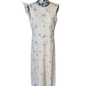 Brooks Brothers  size 8 Ivory silk floral print maxi dress bias cut movement